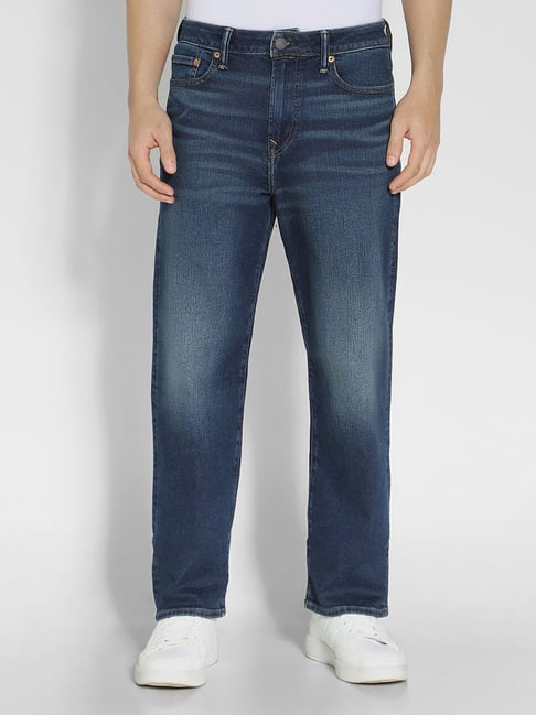 American Eagle Outfitters Blue Cotton Loose Fit Jeans