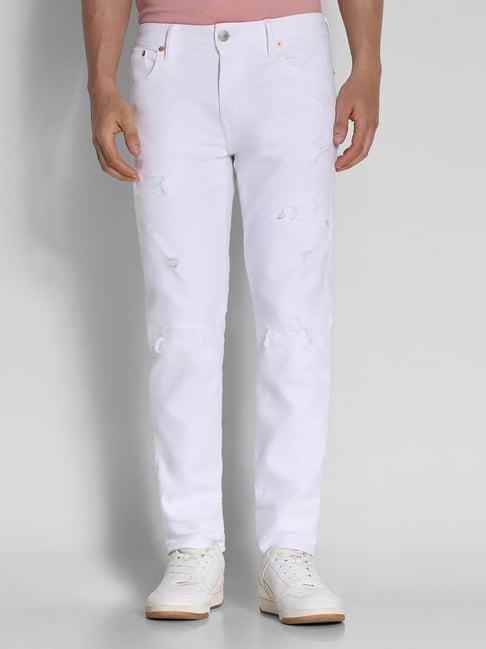 Distressed Jeans Men's Slim Straight White Jeans Buy American