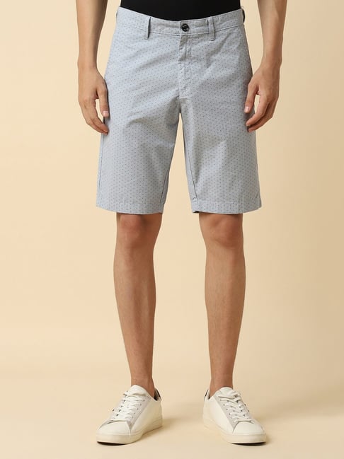 Allen Solly Grey Cotton Slim Fit Printed Shorts-picture-21