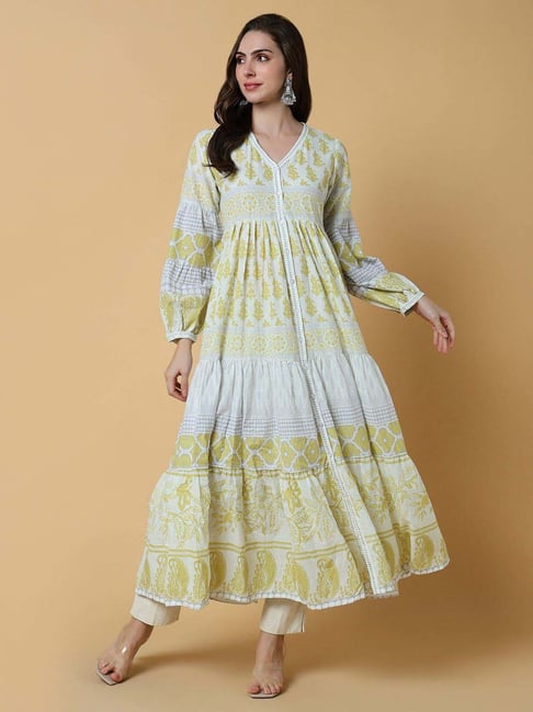 showoffff SHOWOFF Yellow Printed Anarkali Kurta-picture-13