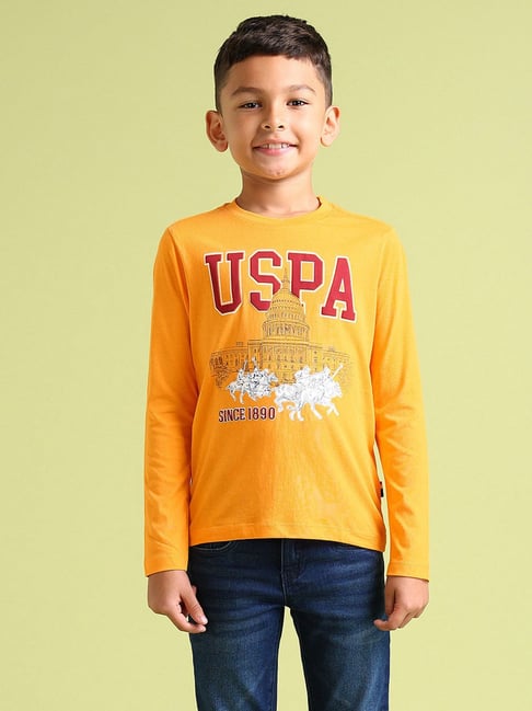 U.S. Polo Assn. Boys Orange Printed Full Sleeves T-Shirt-picture-28