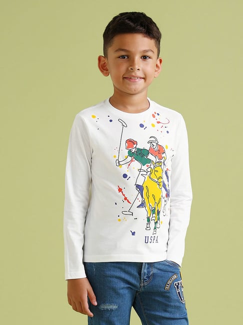 U.S. Polo Assn. Boys White Printed Full Sleeves T-Shirt-picture-25