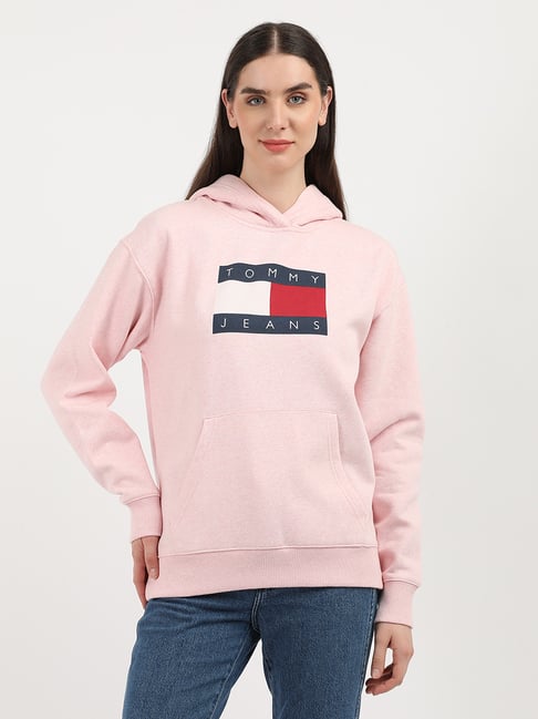 Pink Tommy Hilfiger Hoodie Color Block Pink Tommy Jeans Color