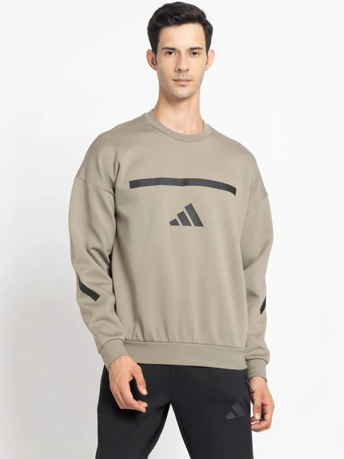 Adidas Brown Loose Fit Logo Printed Sweatshirt-image-8