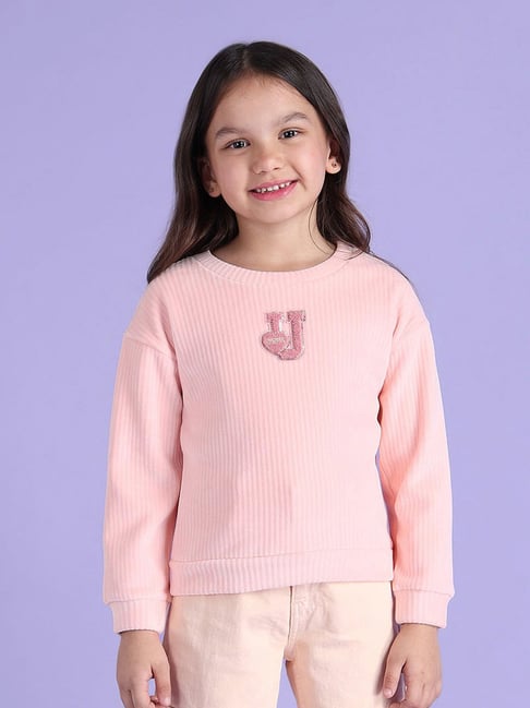 U.S. Polo Assn. Girls Light Pink Embellished Full Sleeves Sweatshirt-picture-26