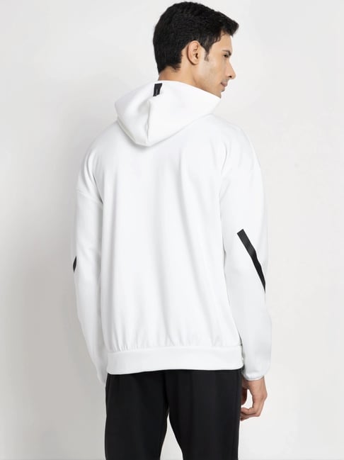 Buy Adidas White Regular Fit Logo Printed Sports Hoodie for Mens