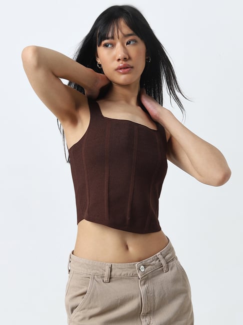 Nuon by Westside Dark Brown Crop Top