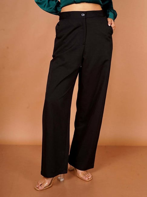 Zink London Black Plain Parallel Pants-picture-17