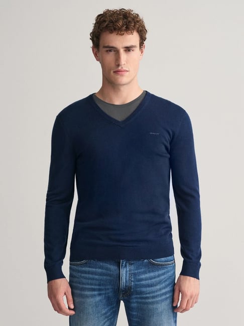 Buy Gant Blue Regular Fit Sweater for Mens Online Tata CLiQ
