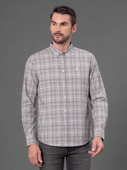 Red Tape Grey Regular Fit Checks Shirt-picture-33