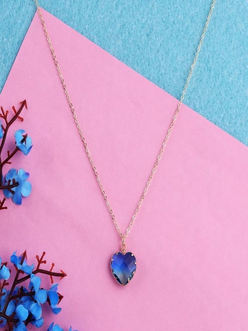 Jewelz rose-gold plated with blue heart shape stone pendant  For Girls & Women