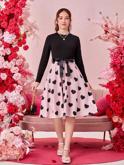 Bolly Lounge Girls Pink Printed Party Dress