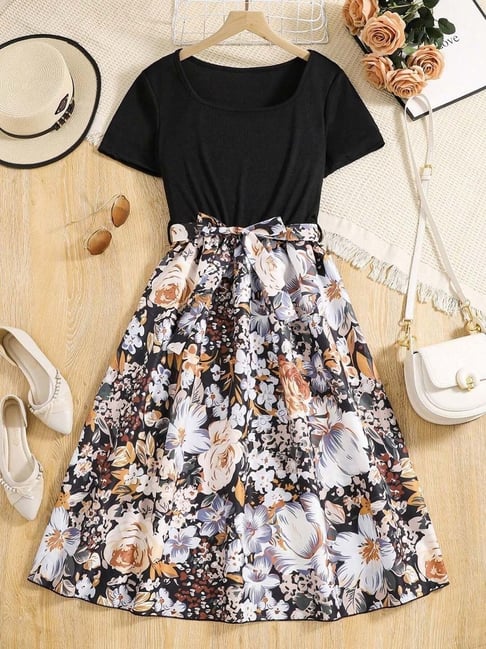 Bolly Lounge Girls Black Floral Party Dress-picture-30