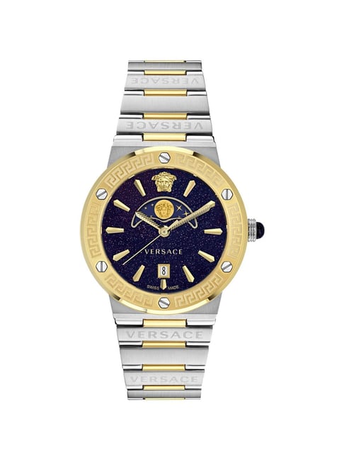 Versace Greca Logo Moonphase Unisex Blue Round Dial Analog Watch - VE7G00223-image-43