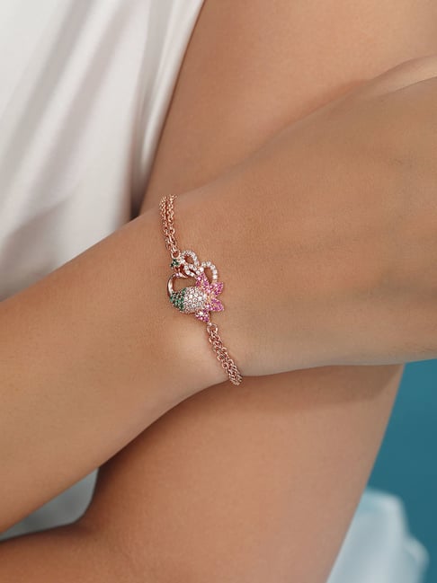 Zavya Peacock Grace Rose Gold Plated 925 Sterling Silver Bracelet