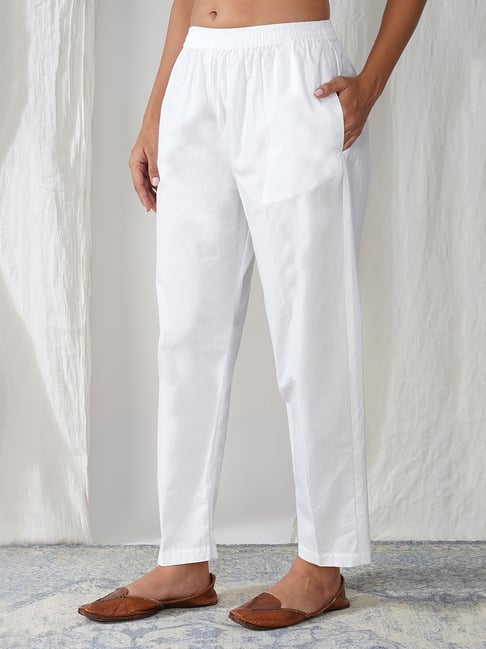 Zuri White Regular fit Solid Pants