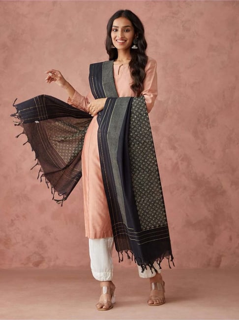 Fabindia Black Printed Dupatta-picture-21