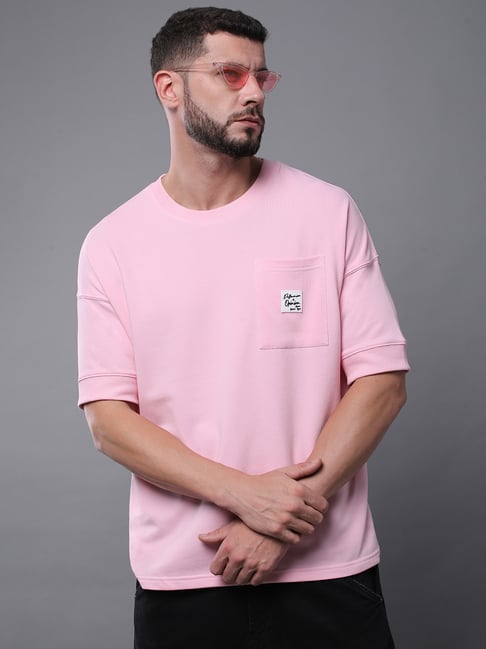 Difference Of Opinion Pink Cotton Loose Fit T-Shirts