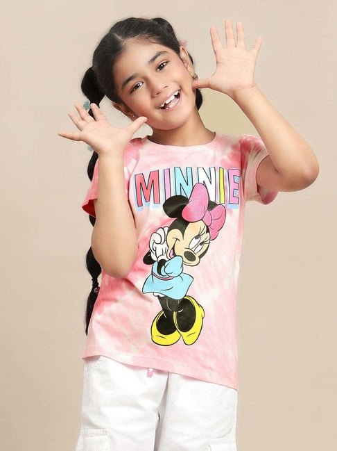 Kidsville Girls Coral Cotton Printed Tshirt