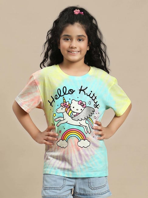 Kidsville Girls Multicolor Cotton Printed Tshirt