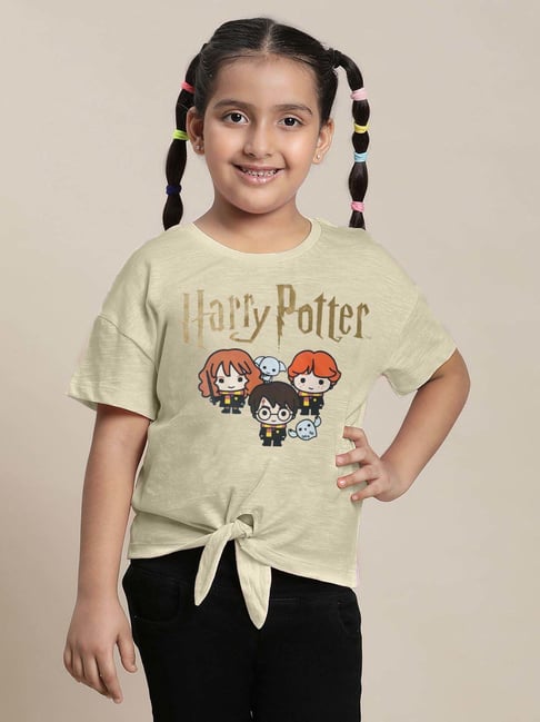 Kidsville Girls Off White Cotton Printed Tshirt-picture-14