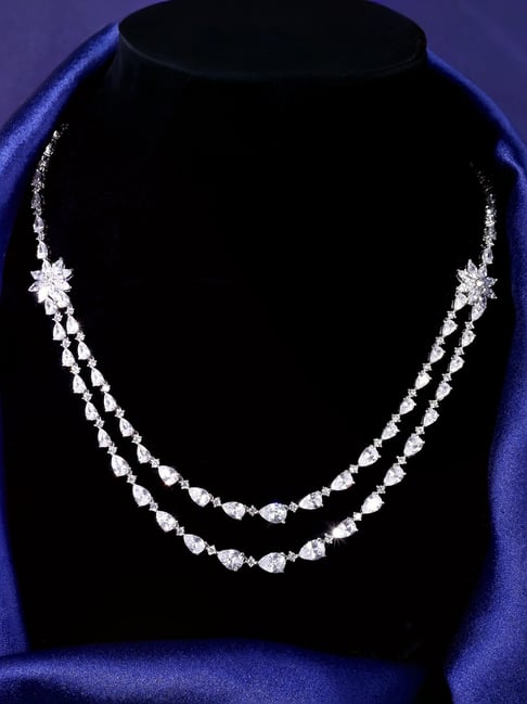 The Real Effect London Opalia Silver Leaf Rhodium Plated Necklace