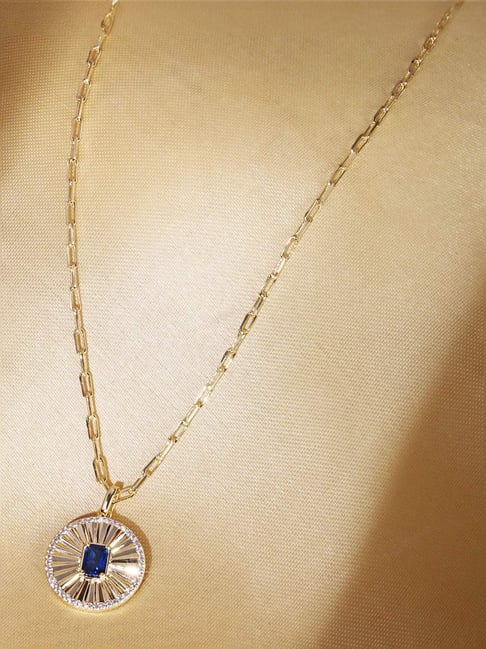 The Real Effect London Opalia Gold Plated With Blue Sapphire Round Necklace-picture-26