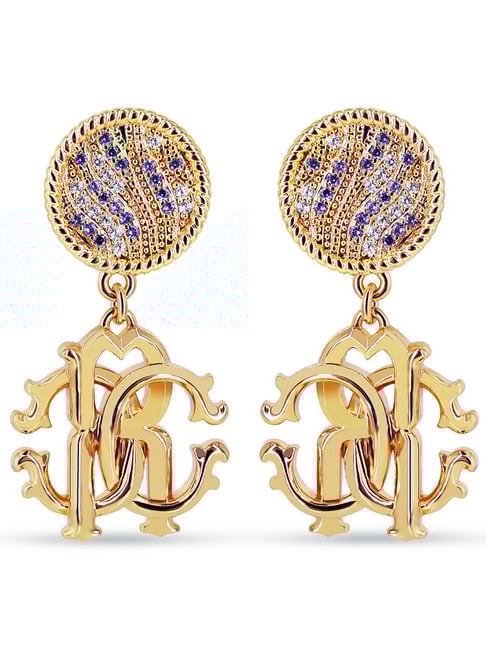 Roberto Cavalli Gold Stainless Steel Earrings