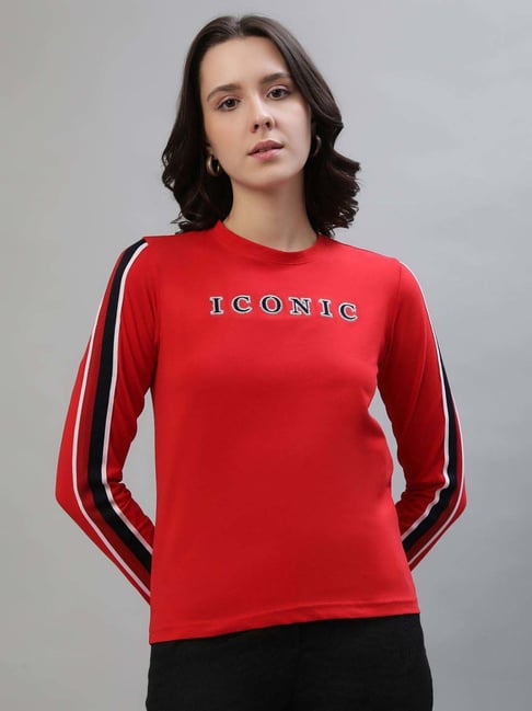 Iconic Red Cotton Logo Work T-Shirt