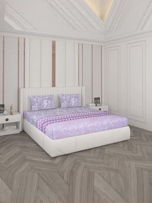 Monte Carlo Multicolor Cotton 104 TC Queen Bedsheet with 2 Pillow Covers-picture-43