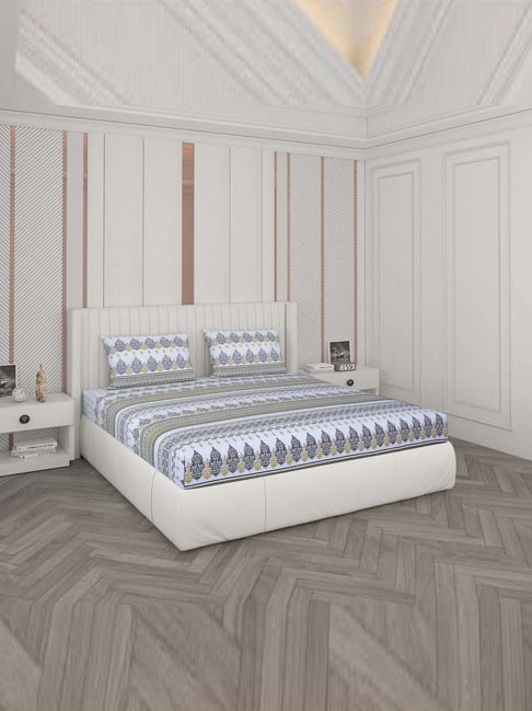 Monte Carlo Multicolor Cotton 104 TC Queen Bedsheet with 2 Pillow Covers-picture-48