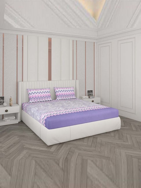 Monte Carlo Multicolor Cotton 104 TC King Bedsheet with 2 Pillow Covers-picture-16