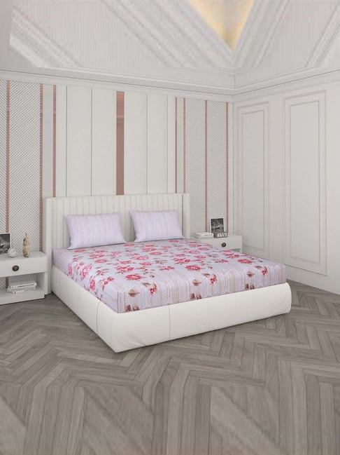 Monte Carlo Multicolor Cotton 104 TC King Bedsheet with 2 Pillow Covers-picture-44