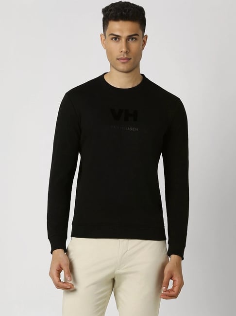 Van Heusen Black Slim Fit Logo Printed Sweatshirt-picture-16