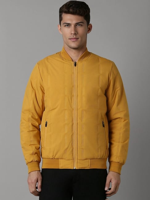 Buy Louis Philippe Yellow Regular Fit Bomber Jacket for Mens