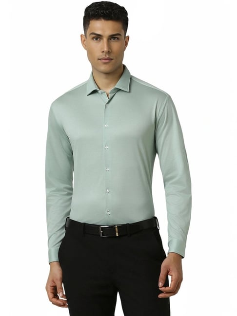 Van Heusen Green Slim Fit Texture Shirt-picture-33