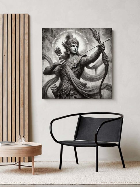 999Store Grey Canvas Arjuna The Archer In Battle Wrapped Painting-picture-13
