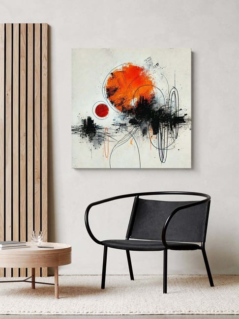 999Store Off White & Orange Canvas Wrapped Abstract Painting Of Urban Energy-picture-32