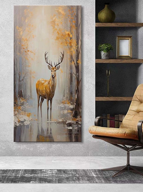 Buy 999Store Grey Canvas Deer In Forest Painting at Best Price