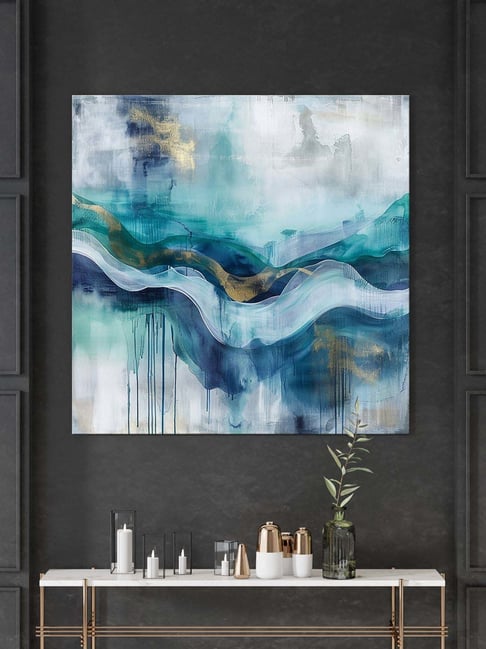 999Store Blue & Grey Canvas Harmony Of Nature Abstract Painting-picture-28