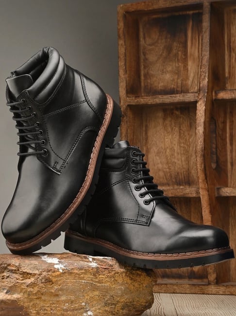 Carlo Romano Men's Black Derby Boots