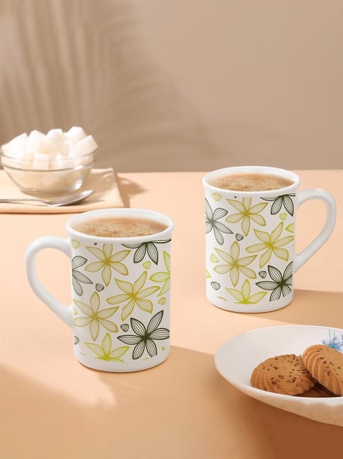 Larah by Borosil Green Dawn Opalware Tea Coffee Mug Set of