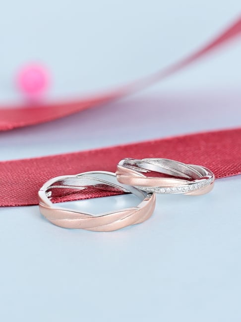 Platinum Rose Gold Couple Rings Touch925 Silver Love Bound Silver