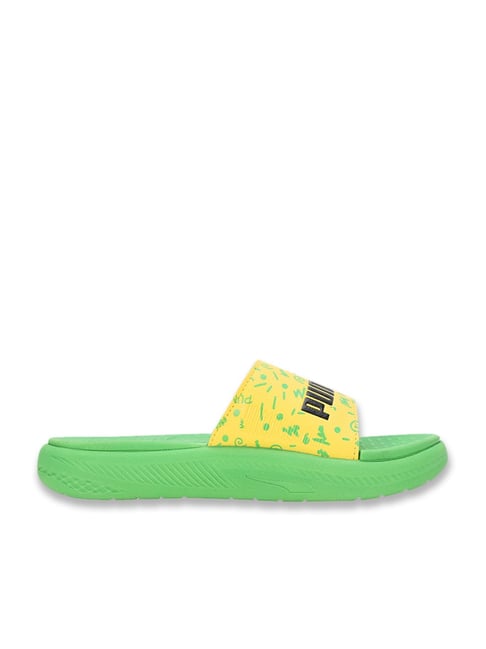 Puma Kids Softride Green Slides