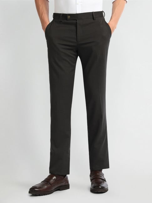 Arrow Brown Slim Fit Printed Trousers-picture-42