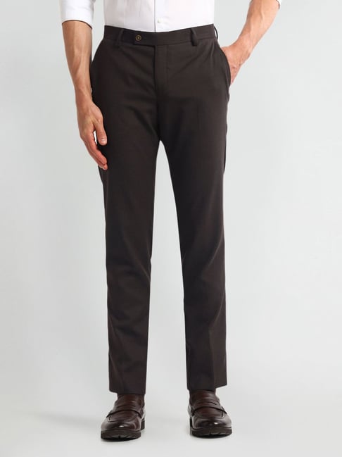 Arrow Brown Slim Fit Trousers-picture-41