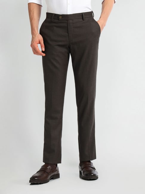 Arrow Brown Slim Fit Trousers-picture-30