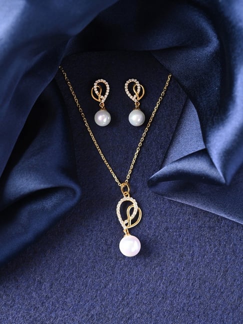 Clara 925 Silver Gold Plated Zahab Pearl Interlocked Pendant