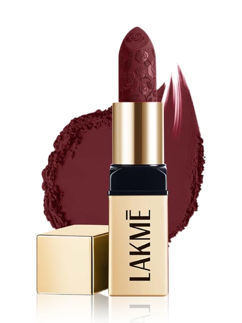 Lakme Rouge Bloom Powder Matte Bullet Lipstick Plum Garden - 4 gm-image-40