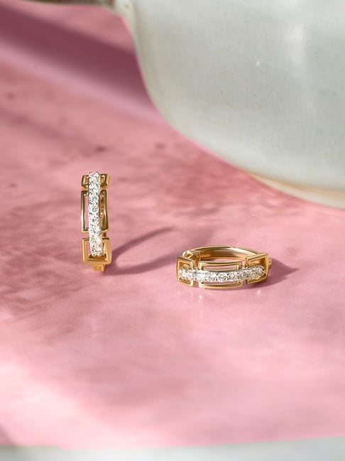 Mia by Tanishq Glam Bold 14k Gold Diamond Hoop Earrings for